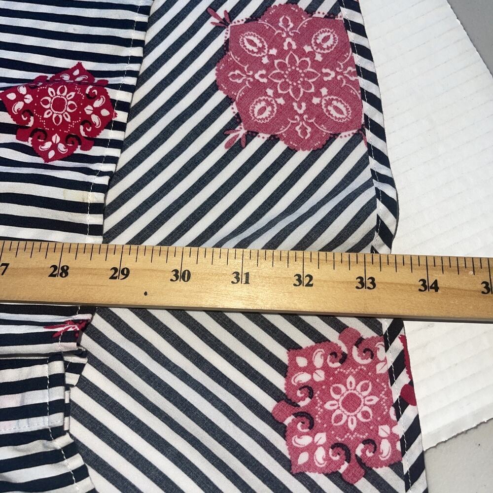 Chicos Sz 3 XL Black White Stripe Button Up Shirt Tunic Blouse Classic Rose Red - Picture 10 of 11